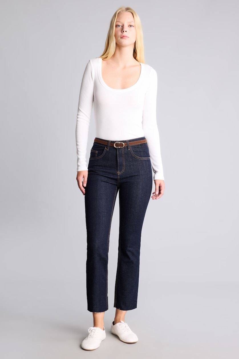 FEMME Indigo Jean Taille haute Pantalon