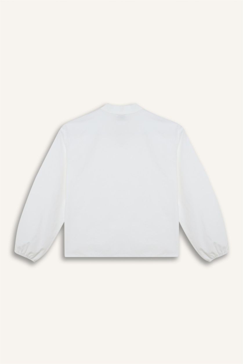 Девочки и подростки Белый Блузка с длинным рукавом из поплина для девочек