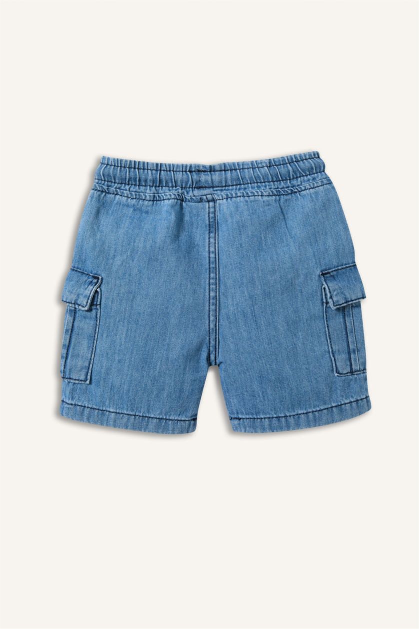 Erkek Bebek Açık Mavi Pamuklu Jean Şort Erkek Bebek