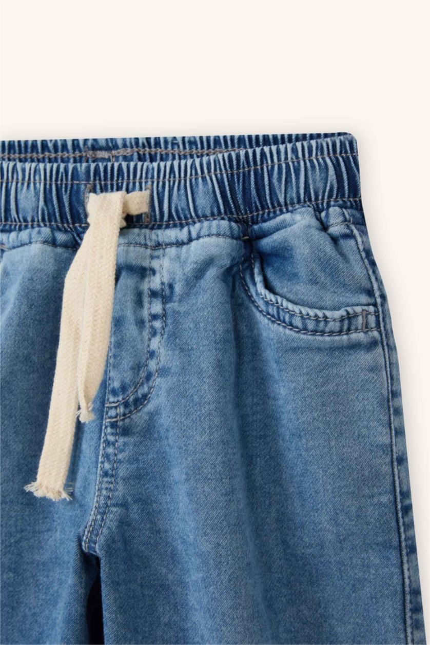 Erkek Bebek Açık Mavi Beli Lastikli Jean Pantolon Erkek Bebek