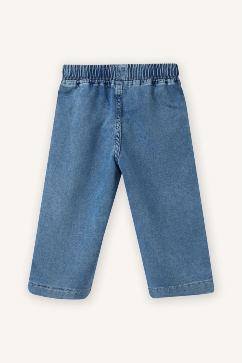 Erkek Bebek Açık Mavi Beli Lastikli Jean Pantolon Erkek Bebek