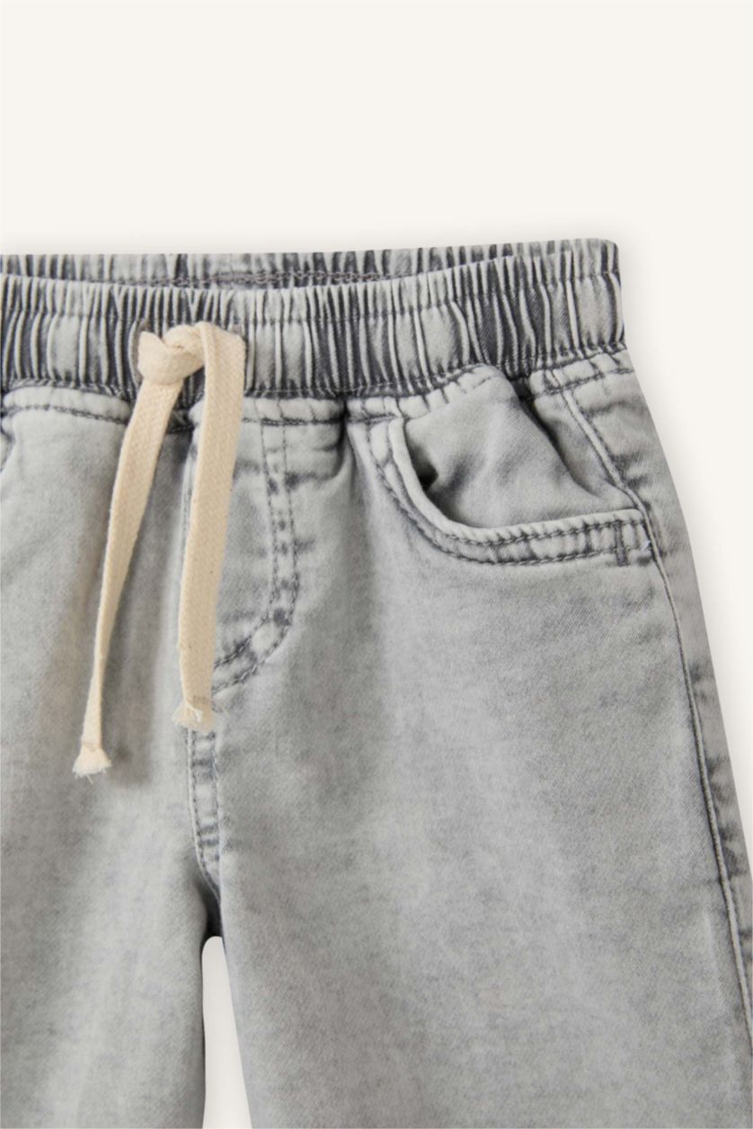 Erkek Bebek Gri Beli Lastikli Jean Pantolon Erkek Bebek