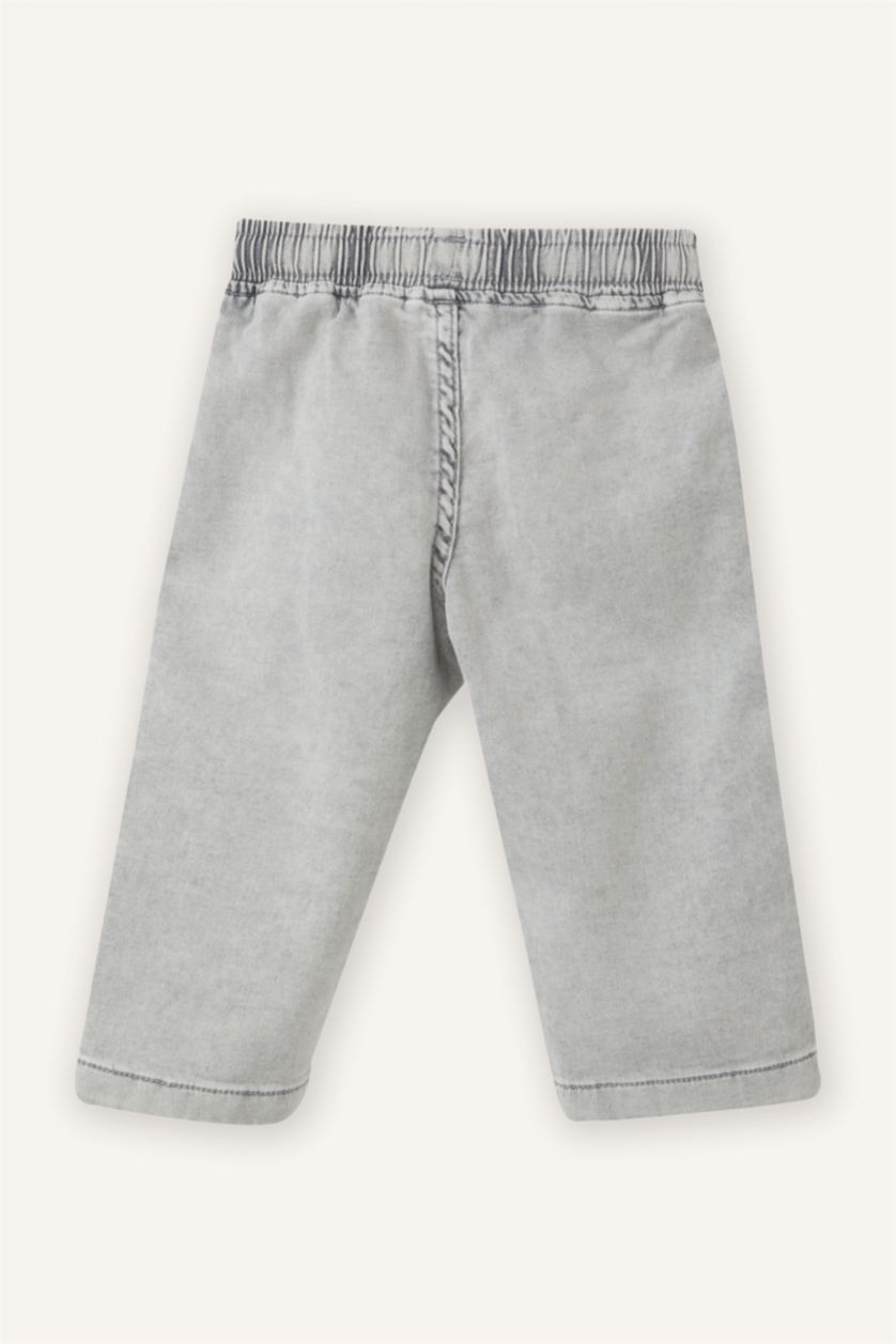 Erkek Bebek Gri Beli Lastikli Jean Pantolon Erkek Bebek