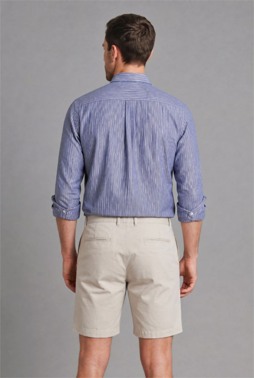 MAN Light Grey Linen Blend Bermuda Shorts