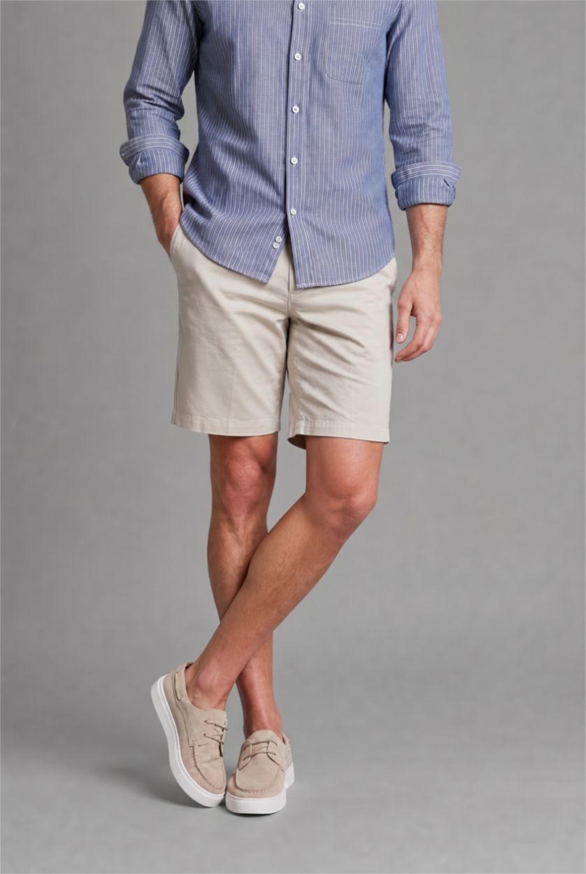 MAN Light Grey Linen Blend Bermuda Shorts