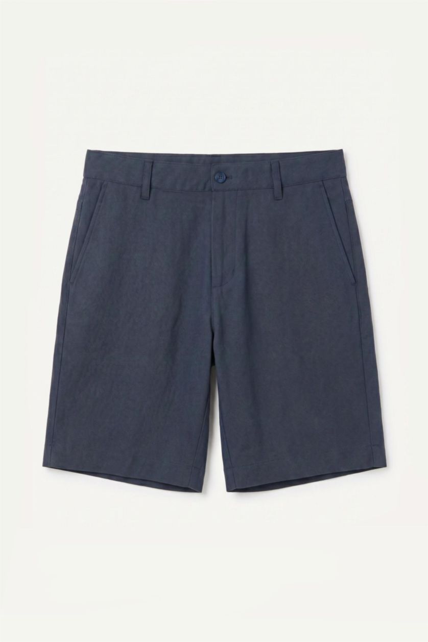 MAN NAVY Linen Blend Bermuda Shorts