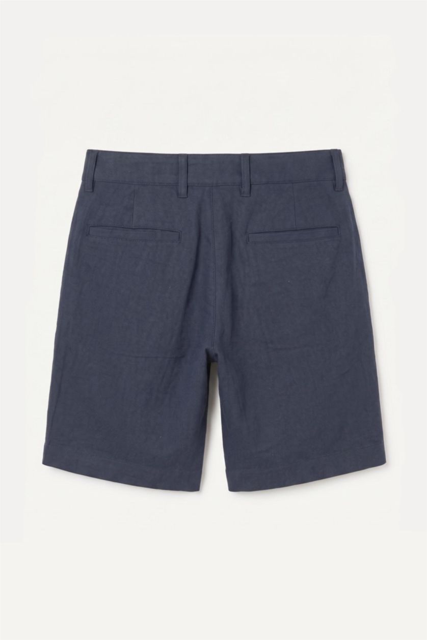 MAN NAVY Linen Blend Bermuda Shorts