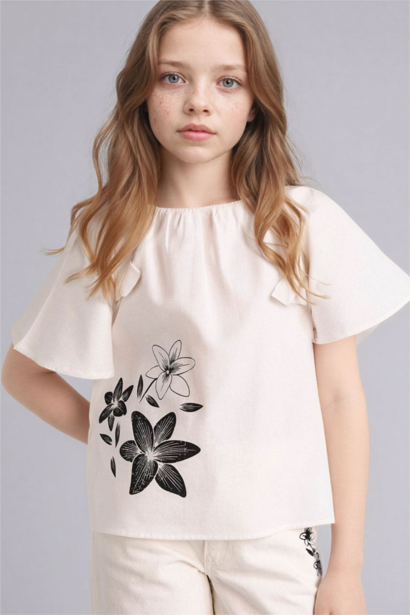 Girls & Teens White Girl Regular Fit Short Sleeve Blouse