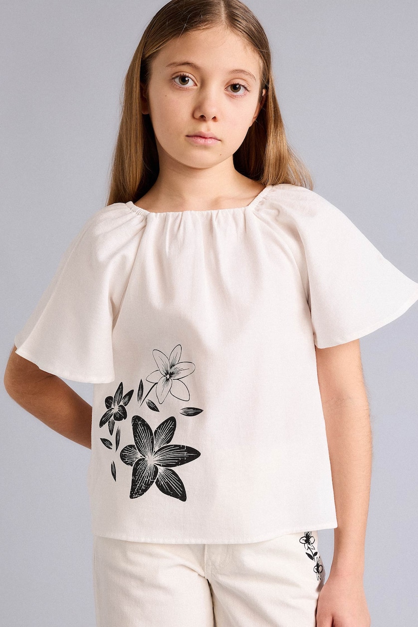 Girls & Teens White Girl Regular Fit Short Sleeve Blouse