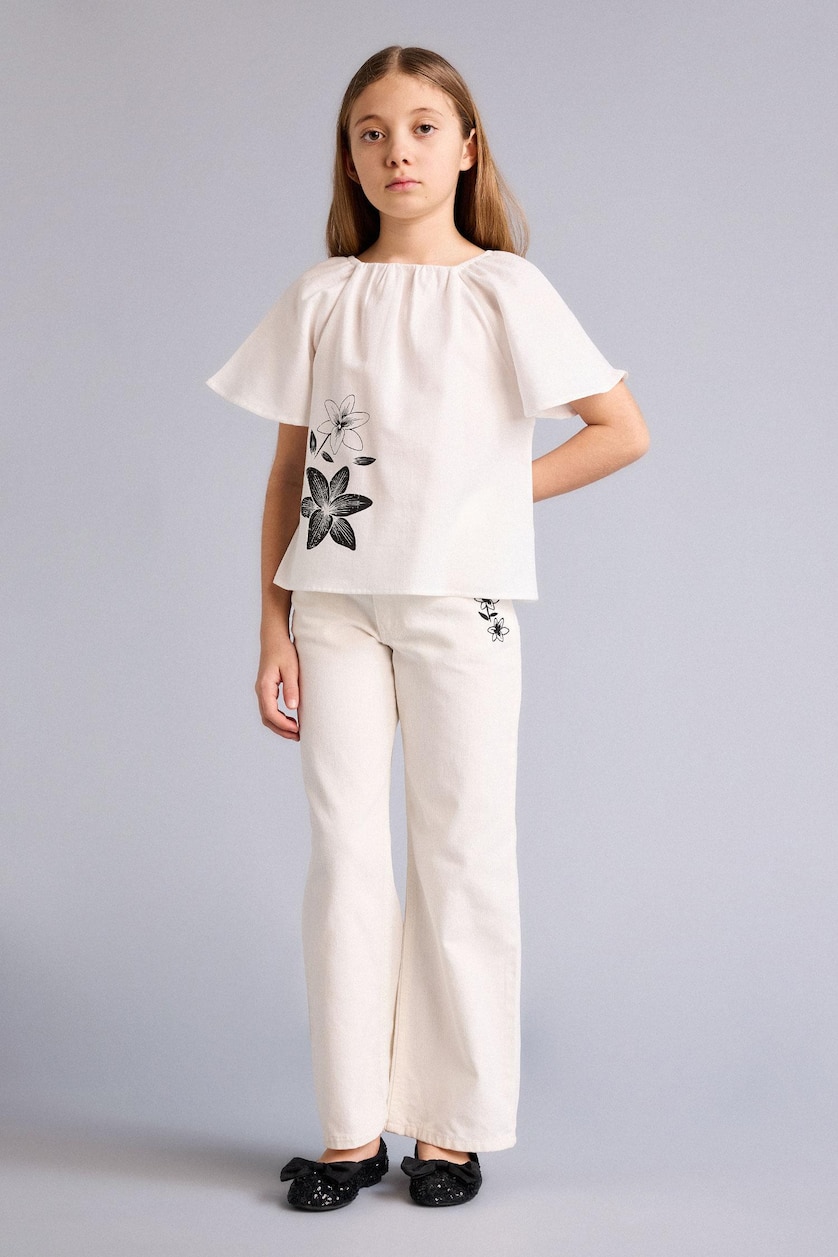 Girls & Teens White Girl Regular Fit Short Sleeve Blouse