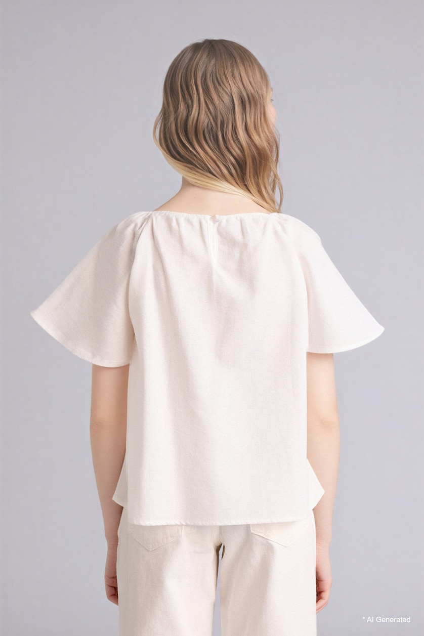 Girls & Teens White Girl Regular Fit Short Sleeve Blouse