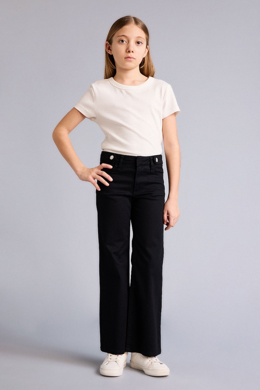 GIRLS & TEENS Black Girl Flare Fit Gabardine Trousers