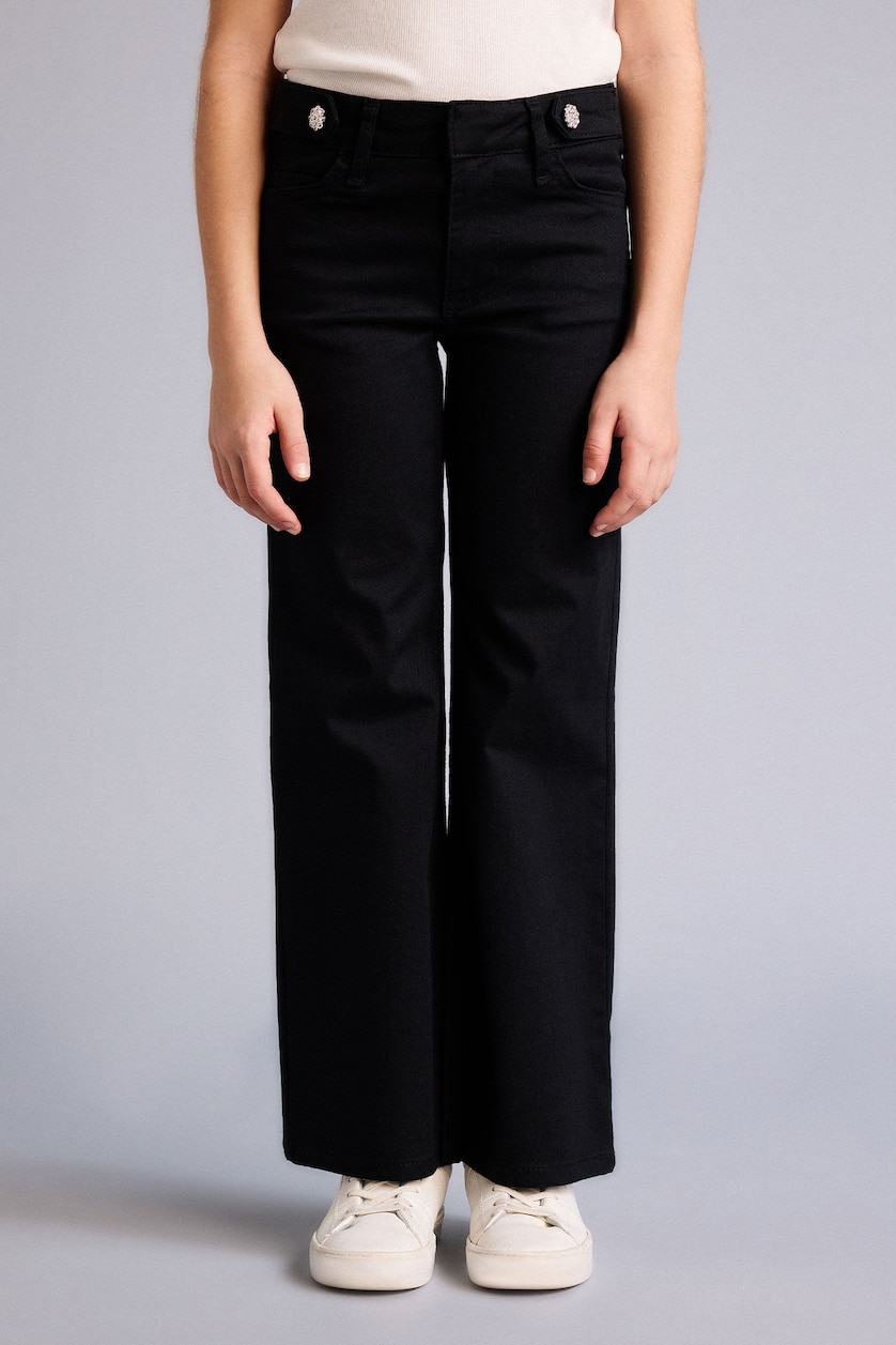 GIRLS & TEENS Black Girl Flare Fit Gabardine Trousers