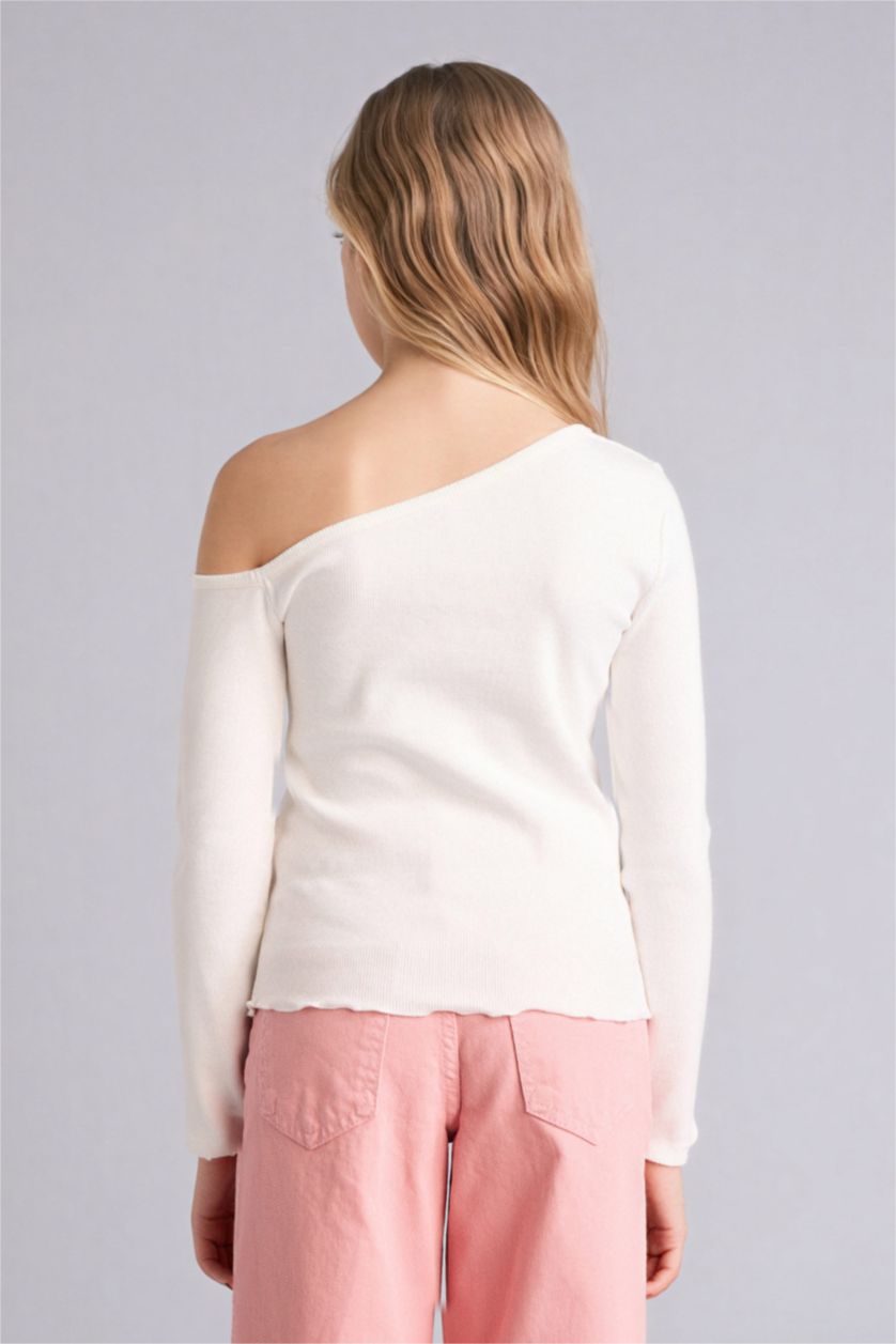 Girls & Teens White Regular Fit Flower Long Sleeve T-Shirt