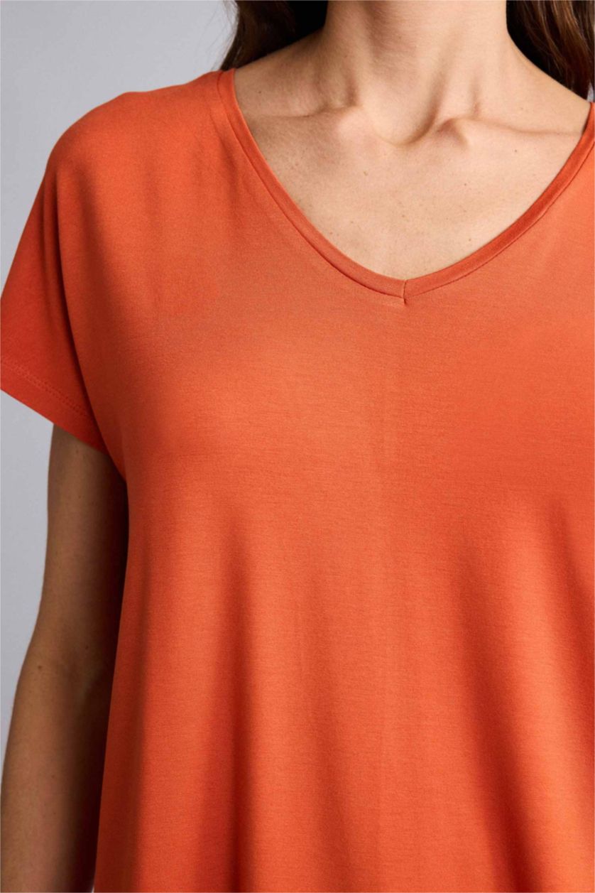 Kadın Turuncu Regular Fıt Kısa Kollu 2'li Takım