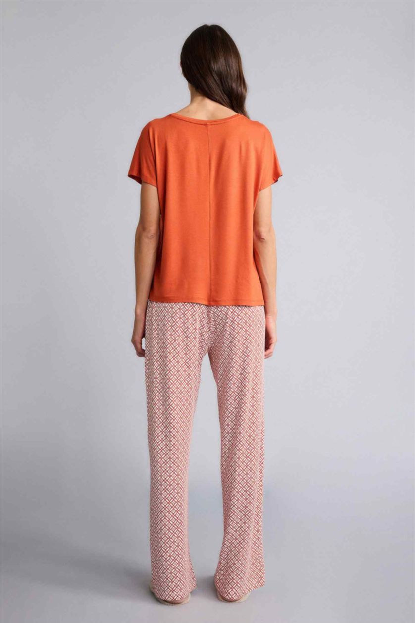 Kadın Turuncu Regular Fıt Kısa Kollu 2'li Takım