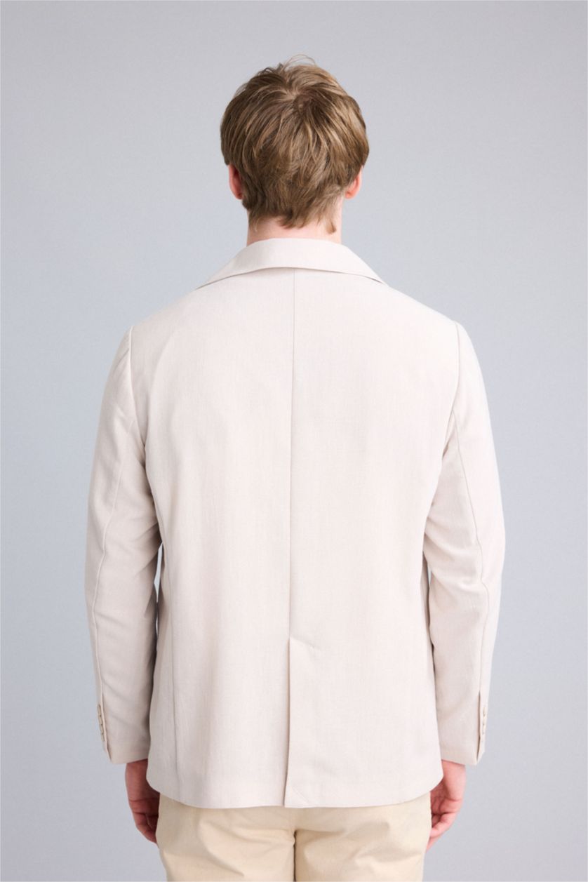 Мужчины Слоновая кость Блейзер Regular Fit на полуподкладке с воротником поло