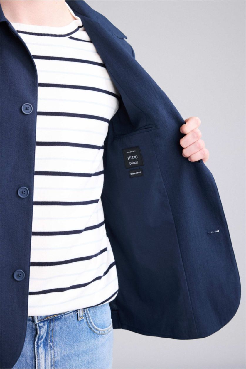 HOMME Marin Blazer semi-doublé Coupe régulière
