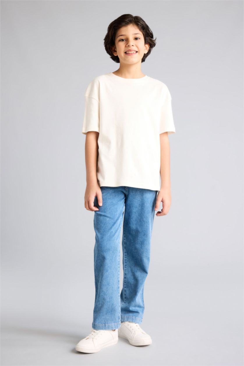 Erkek Çocuk - Genç Erkek Açık Mavi Regular Fıt Düz Paça Jean Pantolon Erkek Çocuk