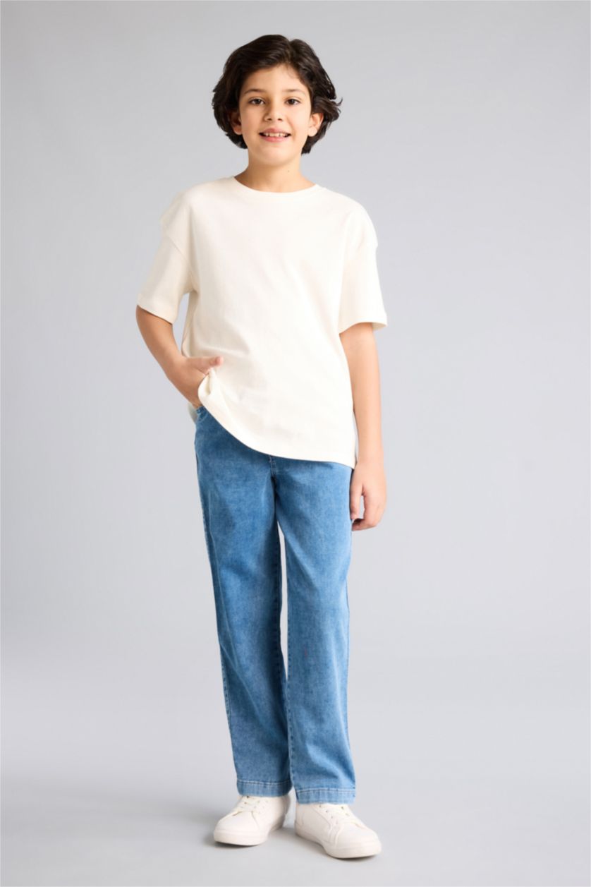Erkek Çocuk - Genç Erkek Açık Mavi Regular Fıt Düz Paça Jean Pantolon Erkek Çocuk