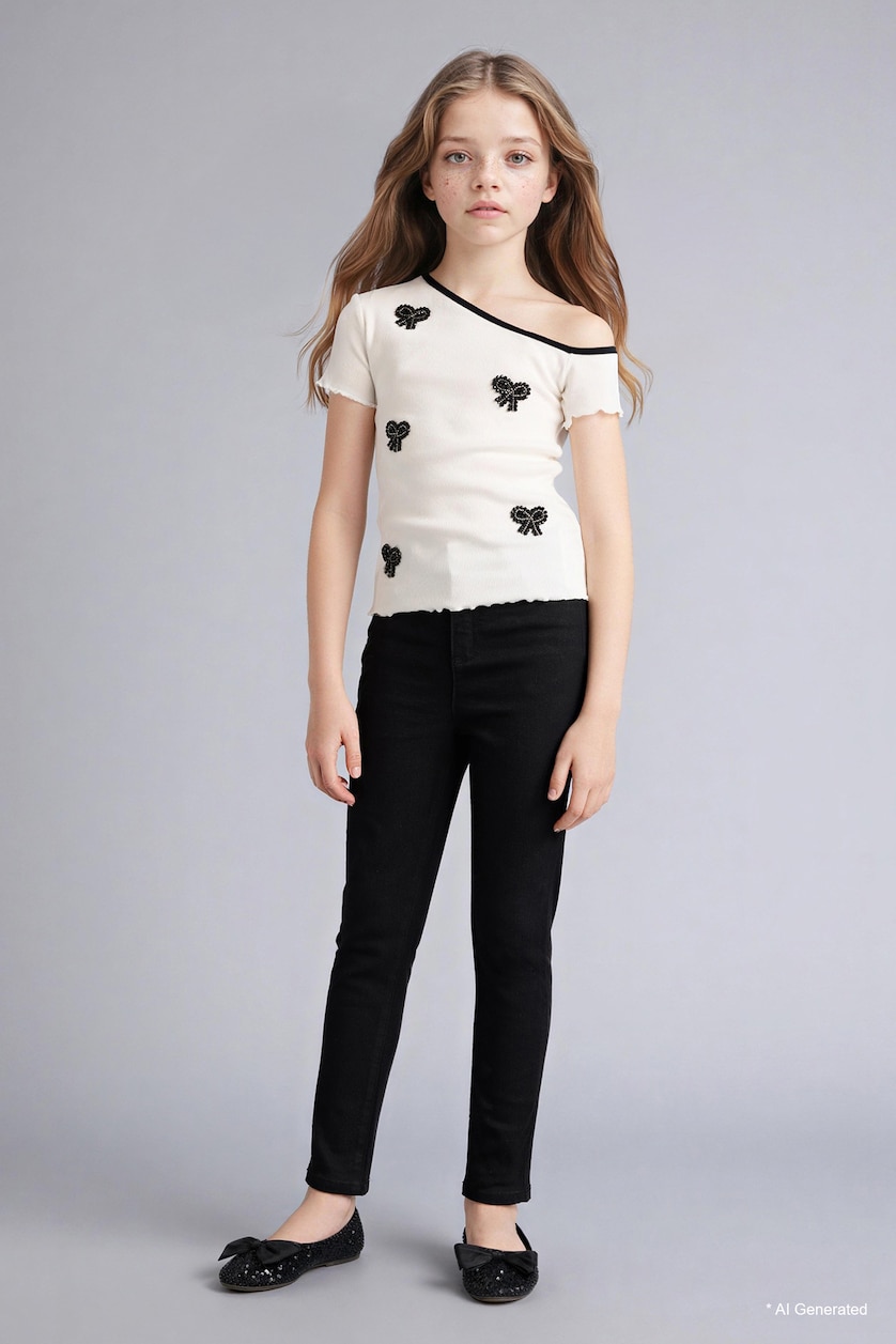 GIRLS & TEENS White Regular Fit Short Sleeve T-Shirt