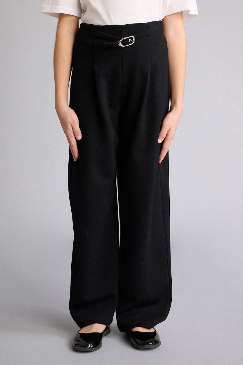 Young Girls - Teen Girls Black Girl Wide Leg Trousers
