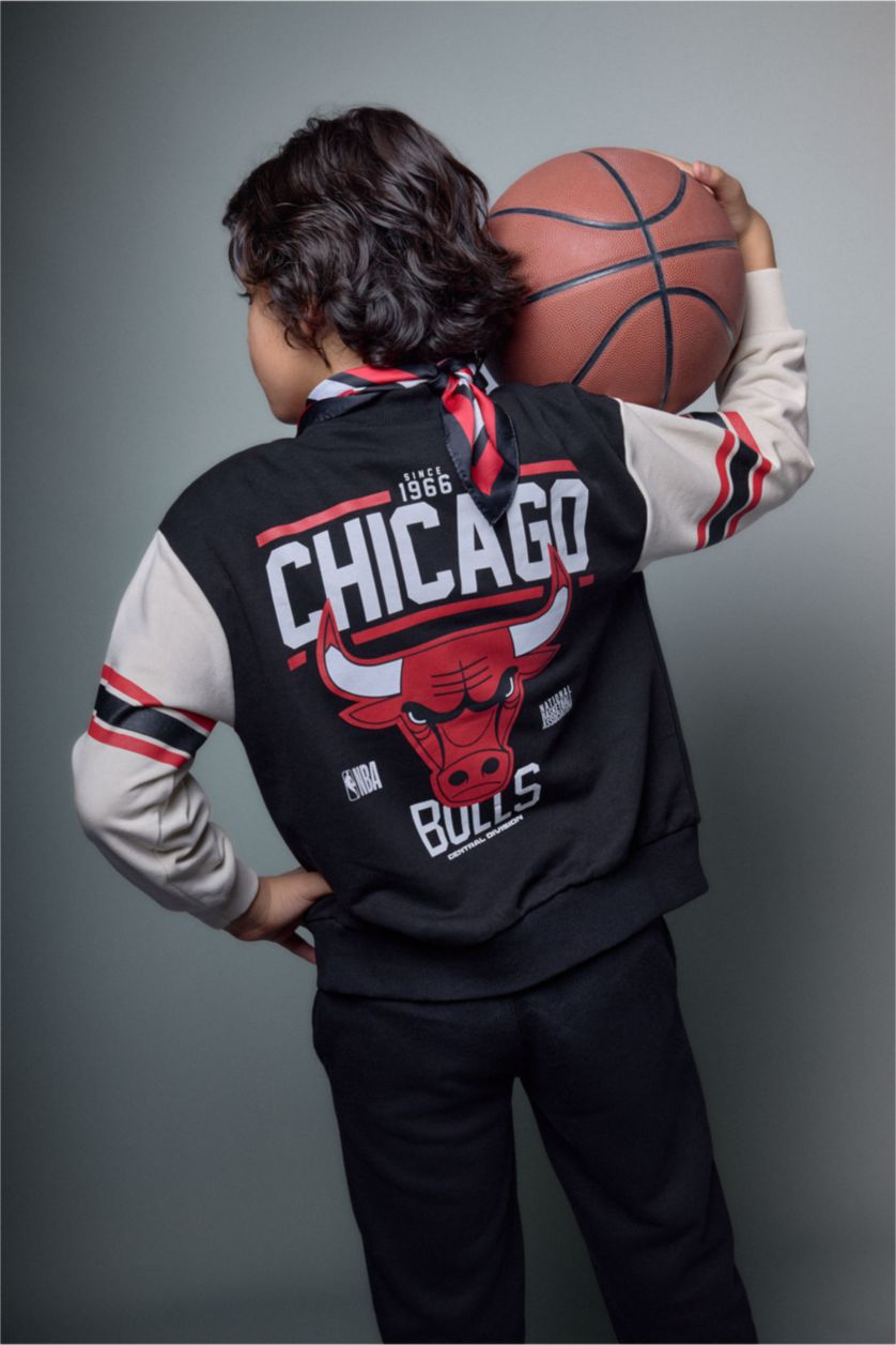 GARÇONS Noir Cardigan bomber NBA Chicago Bulls pour garçon