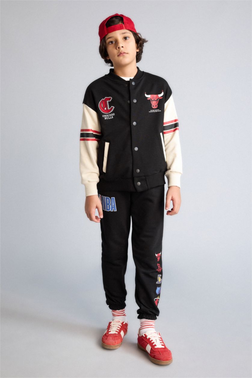 Erkek Çocuk - Genç Erkek Siyah NBA Chıcago Bulls Bomber Hırka Erkek Çocuk