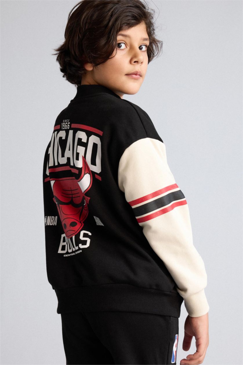 Erkek Çocuk - Genç Erkek Siyah NBA Chıcago Bulls Bomber Hırka Erkek Çocuk