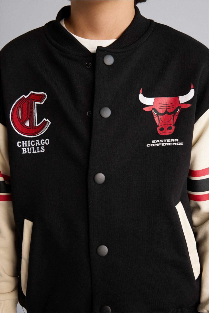 Erkek Çocuk - Genç Erkek Siyah NBA Chıcago Bulls Bomber Hırka Erkek Çocuk