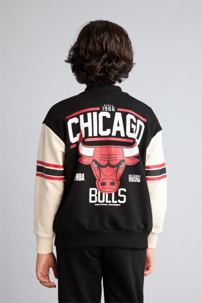 Erkek Çocuk - Genç Erkek Siyah NBA Chıcago Bulls Bomber Hırka Erkek Çocuk