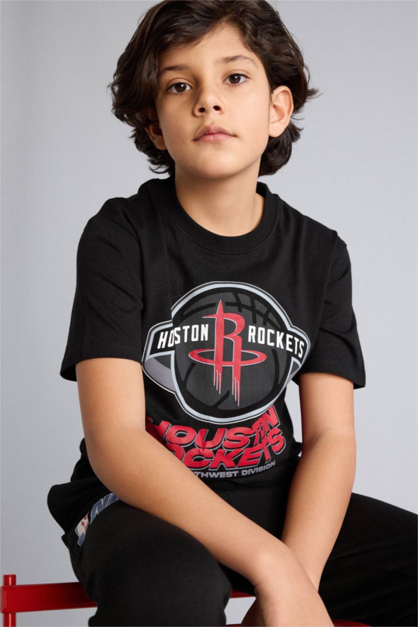 Erkek Çocuk - Genç Erkek Siyah NBA Houston Rockets Tişört Erkek Çocuk