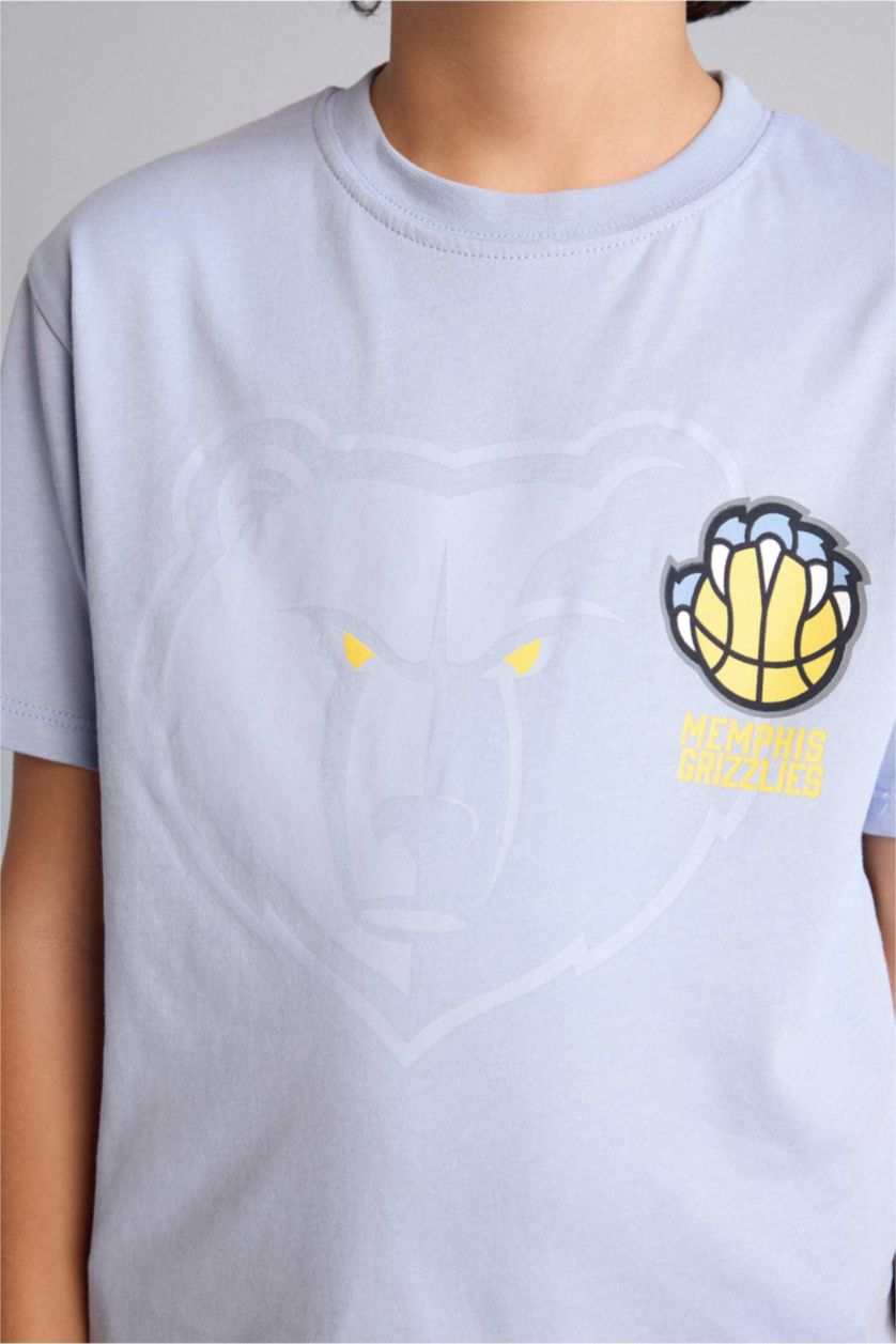 BOYS & TEENS Blue تيشيرت اولادي نص كم قصة عادية من ميمفيس غريزليس