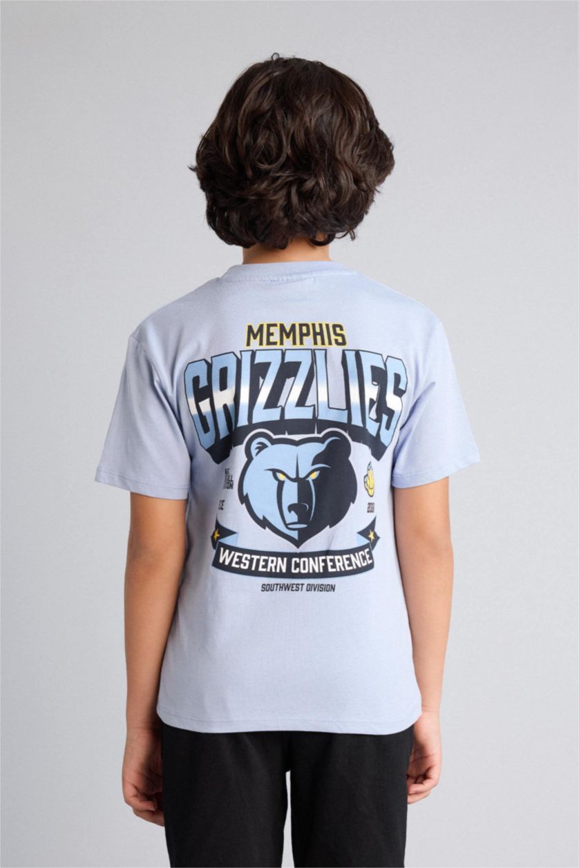 BOYS & TEENS Blue تيشيرت اولادي نص كم قصة عادية من ميمفيس غريزليس