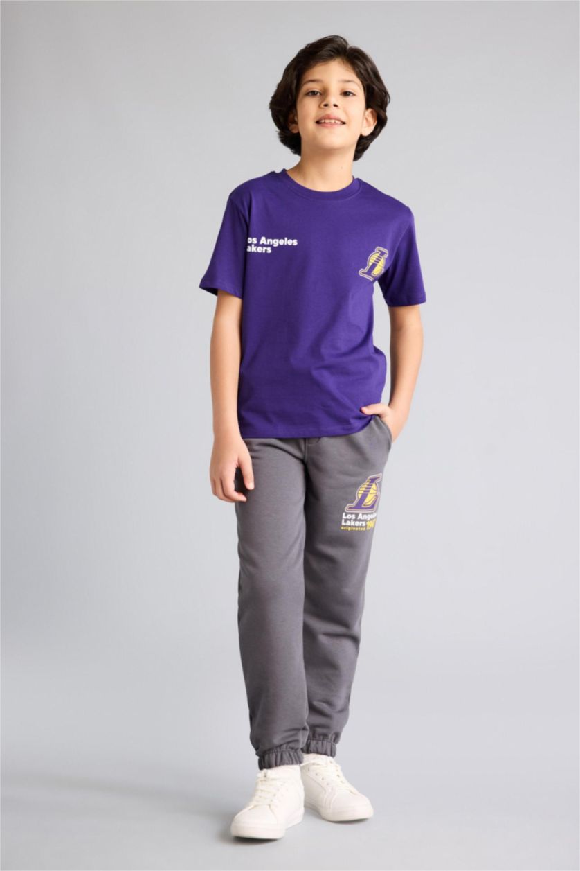 BOYS & TEENS Anthracite NBA Los Angeles Lakers Licensed Elastic Band Trousers