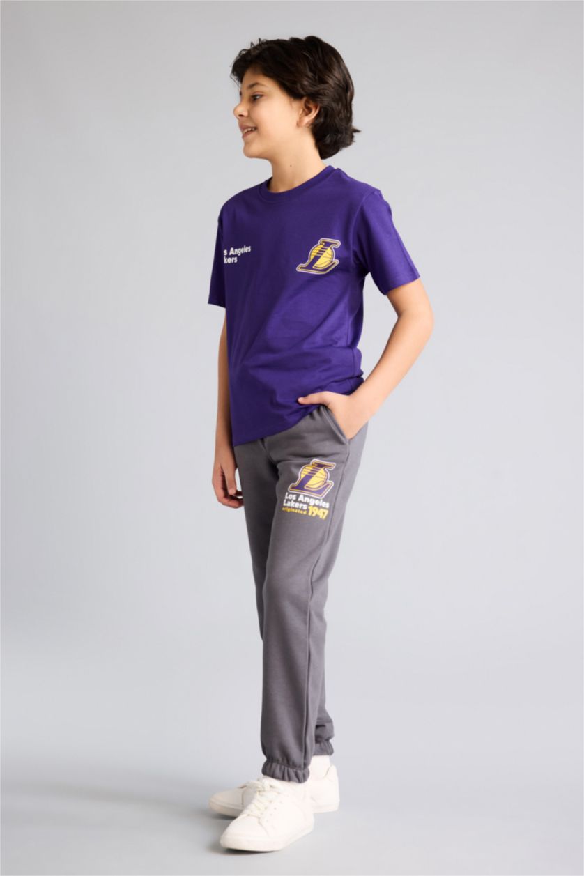 BOYS & TEENS Anthracite NBA Los Angeles Lakers Licensed Elastic Band Trousers