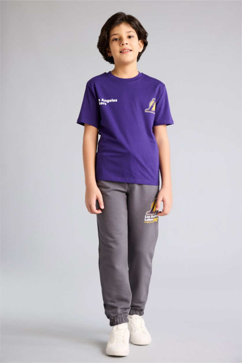BOYS & TEENS Anthracite NBA Los Angeles Lakers Licensed Elastic Band Trousers