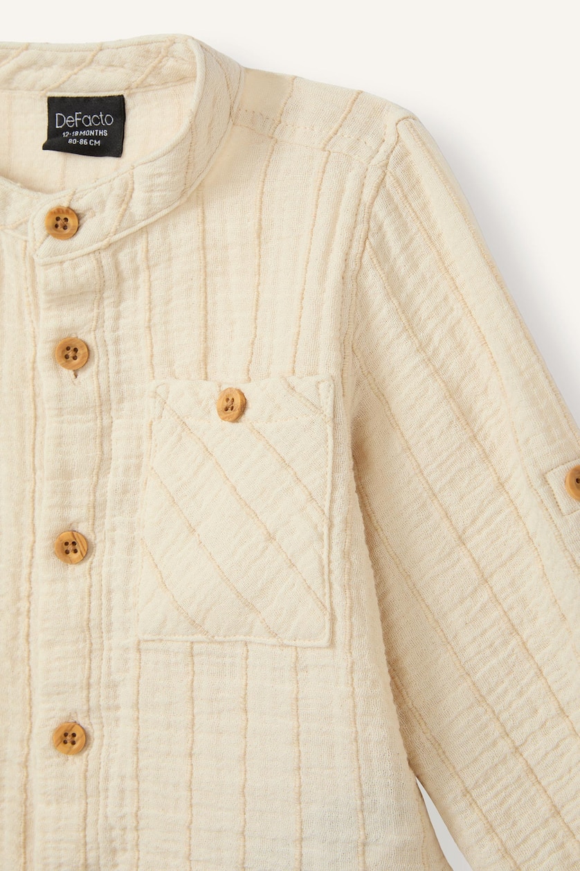 BABY BOY Sand Baby Boy Muslin Long Sleeve Shirt