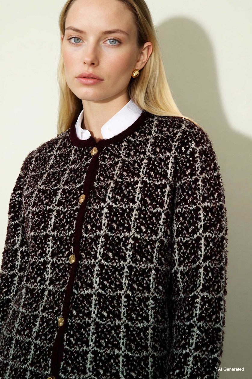 Women Bordeaux Regular Fit Knitwear Cardigan