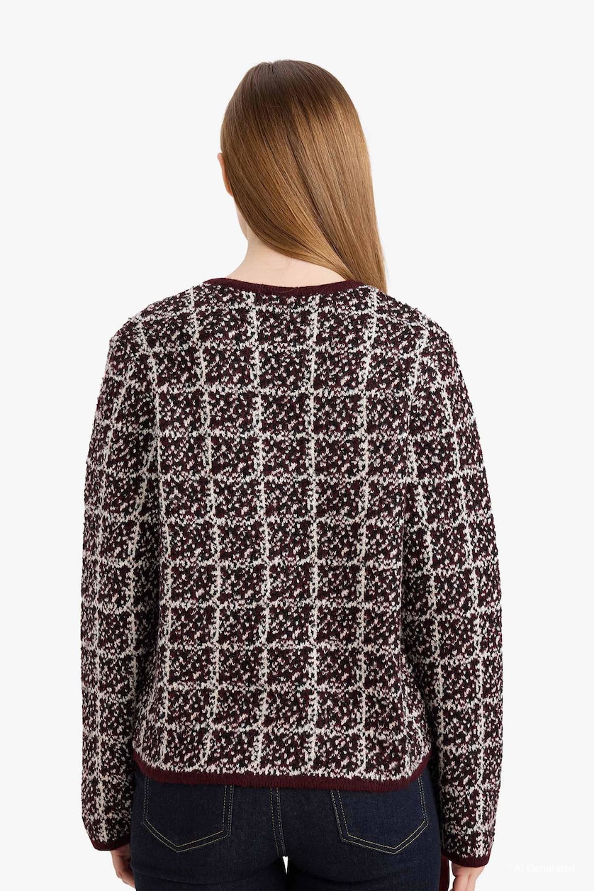 Women Bordeaux Regular Fit Knitwear Cardigan