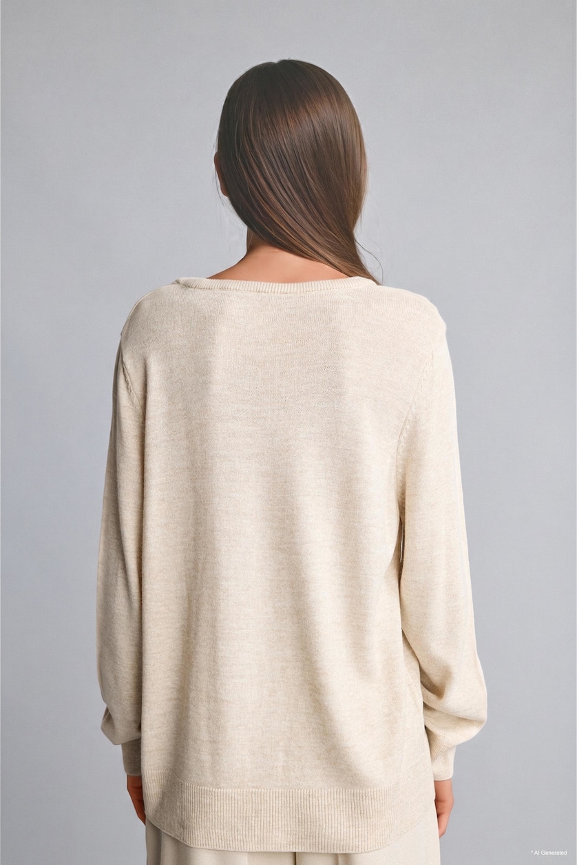 نساء ميلانج بيج فاتح Regular Fit Knit Cardigan