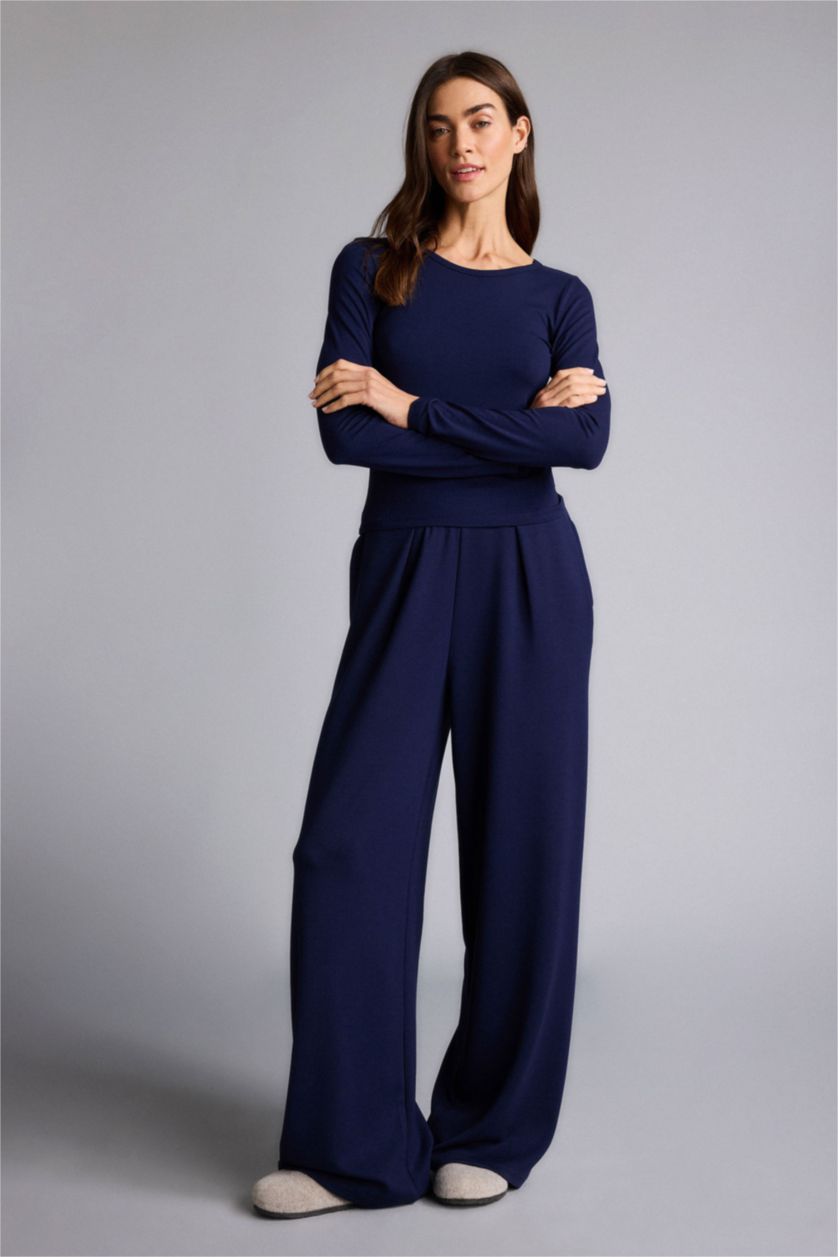 FEMME Marin Haut à col rond et manches longues