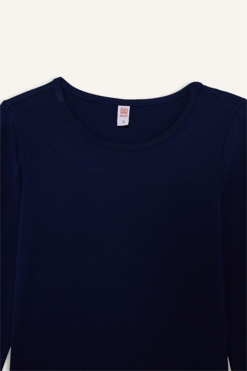 FEMME Marin Haut à col rond et manches longues