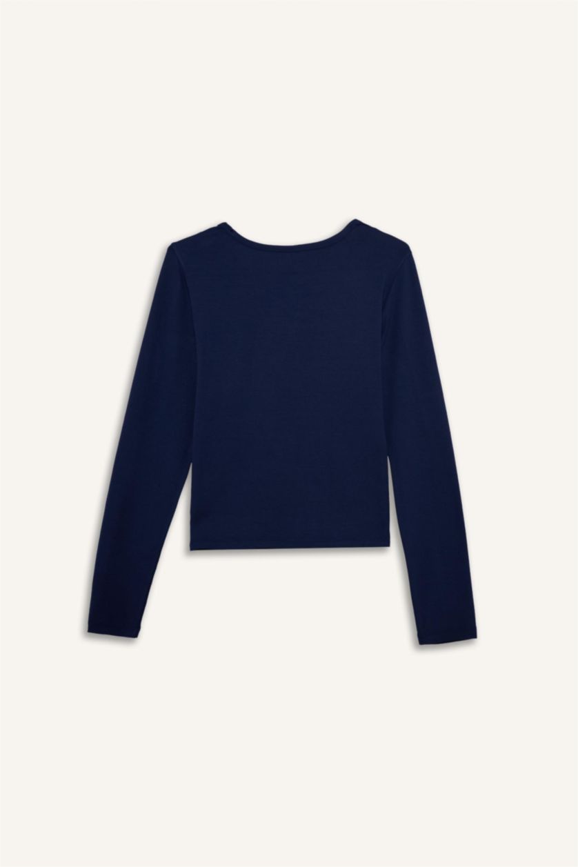 FEMME Marin Haut à col rond et manches longues