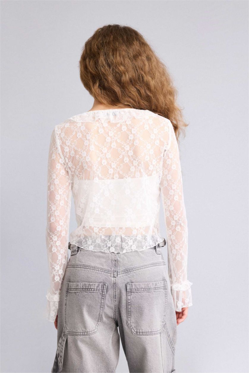 Әйелдерге АҚ ұзын бұлшықет пішімі v жаға Ұзын Жеңді Блуза