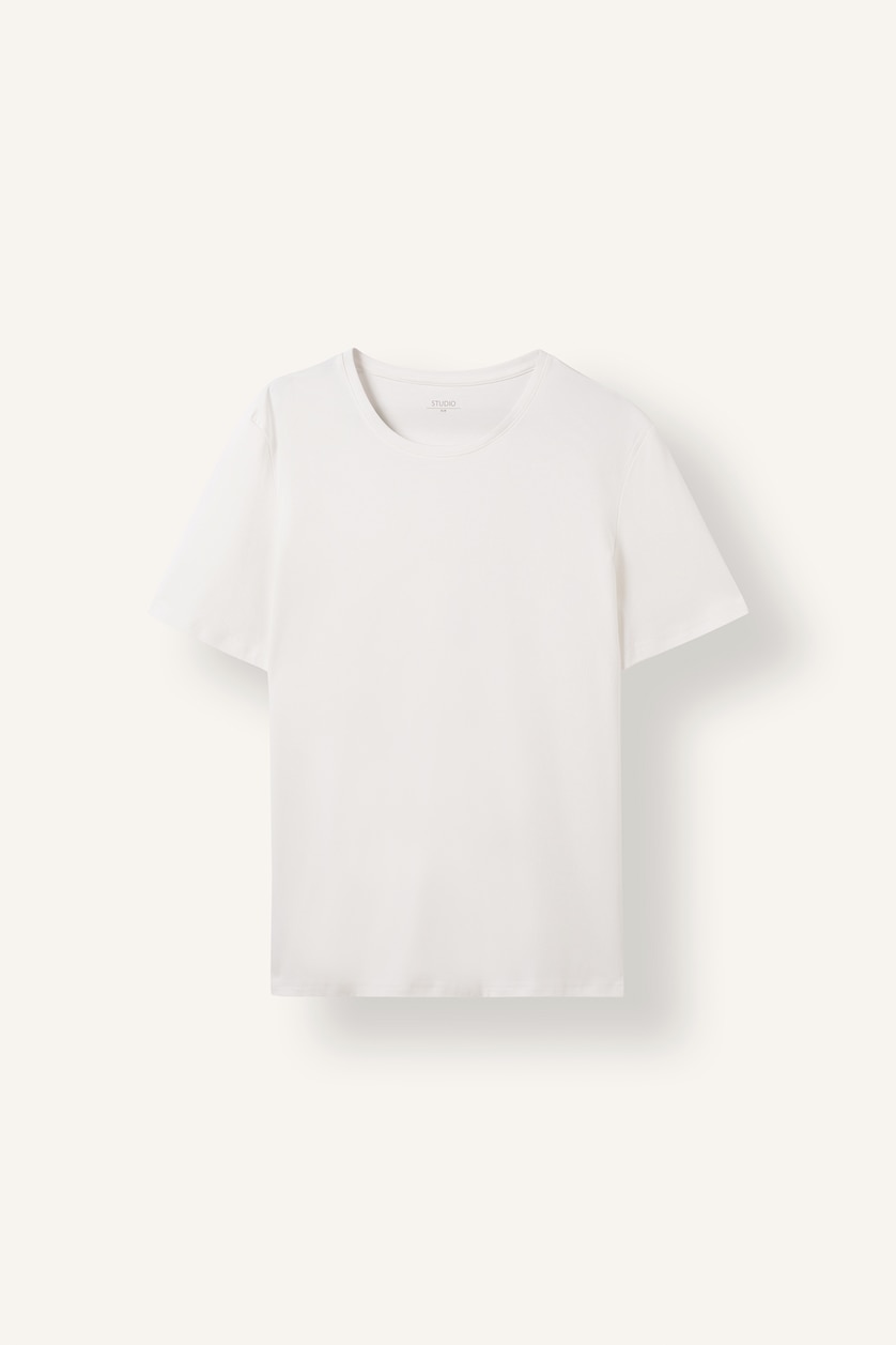 رجالي أبيض Slim Fit Crew Neck Short Sleeve T-Shirt