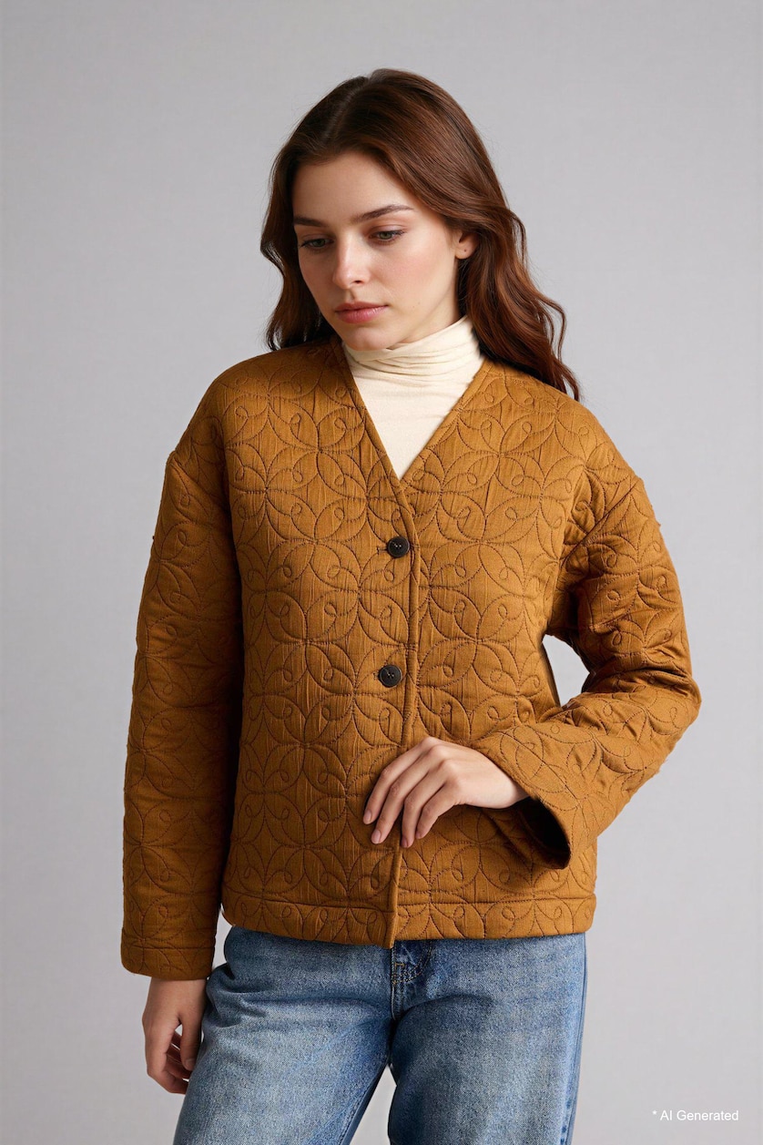 FEMME Marron Blazer à col en V Coupe régulière