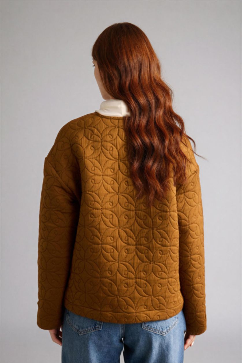 Kadın Camel Regular Fıt V Yaka Blazer Ceket