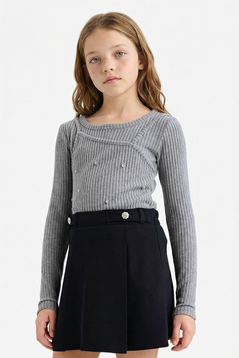 GIRLS & TEENS Black Girl Knitted Skirt