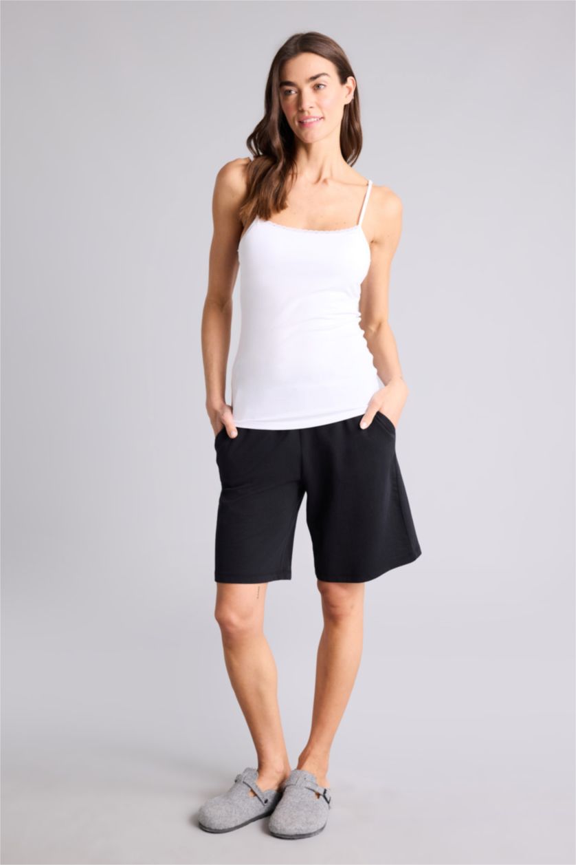 Woman White Regular Fit Tank Top